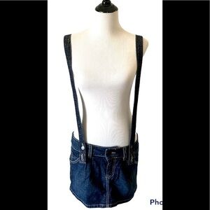 Womens Vintage Hudson Jeans Sz 28 Skirt Overalls Denim Mini Blue 90s Y2K USA